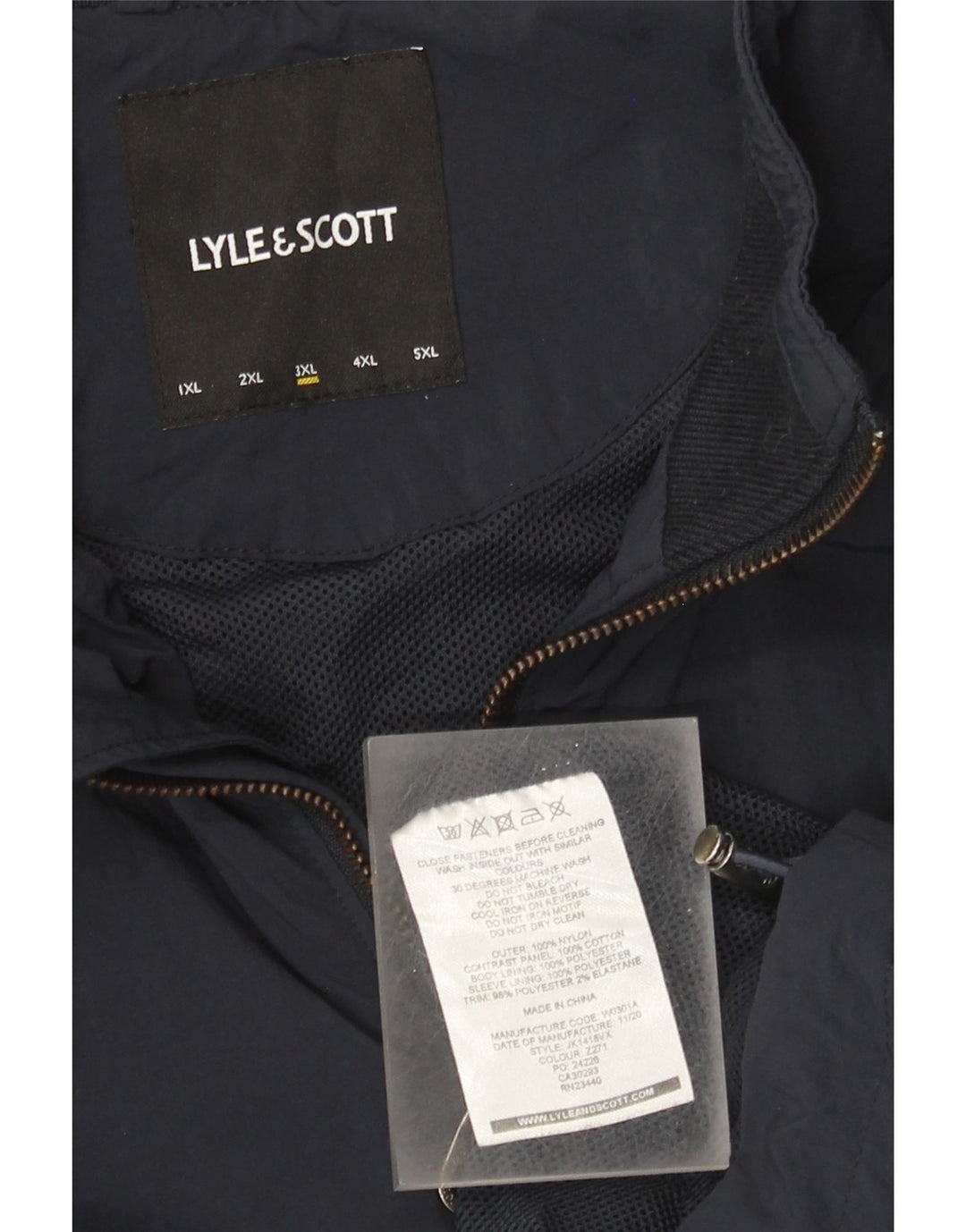 Jaqueta de chuva masculina Lyle & Scott UK 46 3XL azul marinho colorblock nylon