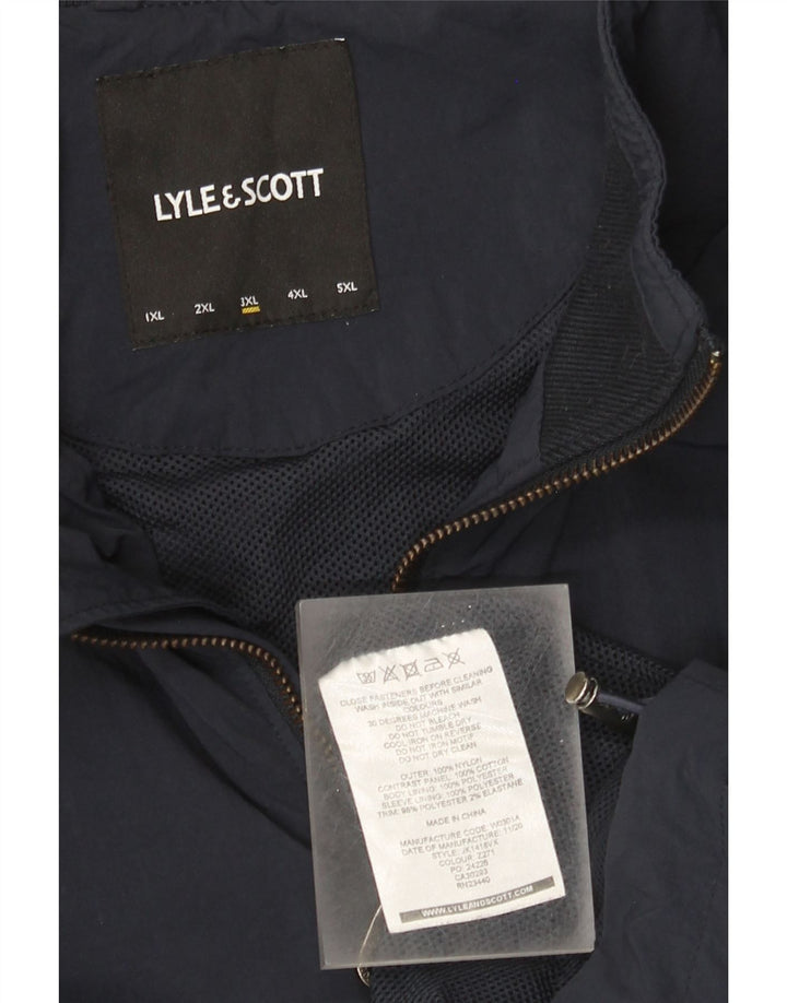 Jaqueta de chuva masculina Lyle & Scott UK 46 3XL azul marinho colorblock nylon