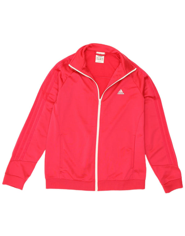 Adidas Womens Tracksuit Top Jacket UK 16/18 Grande Rosa Poliéster