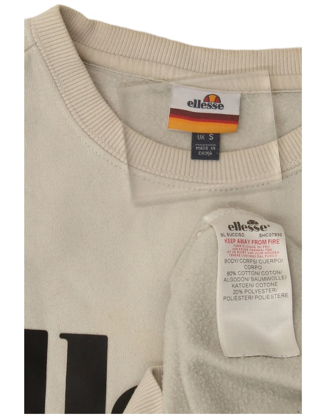 Ellesse moletom masculino gráfico jumper pequeno algodão branco
