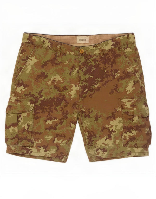 Shorts cargo masculino Scotch & Soda W33 grande algodão camuflado cáqui