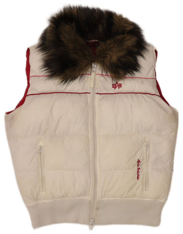 Colete acolchoado feminino Alpha Industries UK 18 XL branco nylon