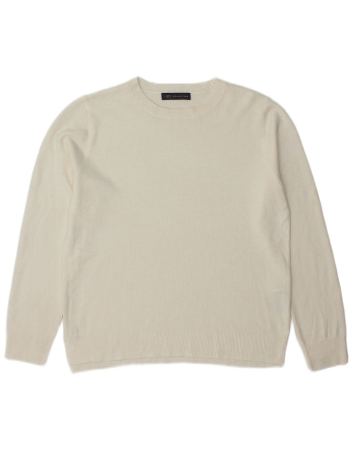 Suéter feminino Marks & Spencer com gola redonda UK 14 médio off white