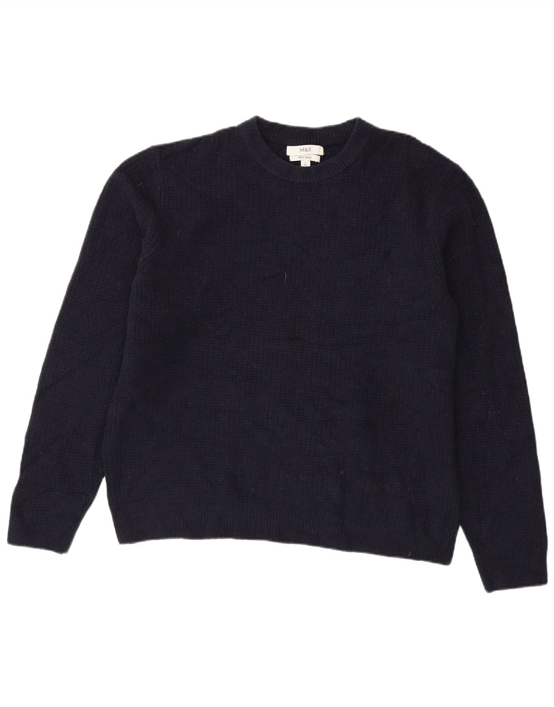 Suéter masculino Marks & Spencer com gola redonda grande acrílico azul marinho