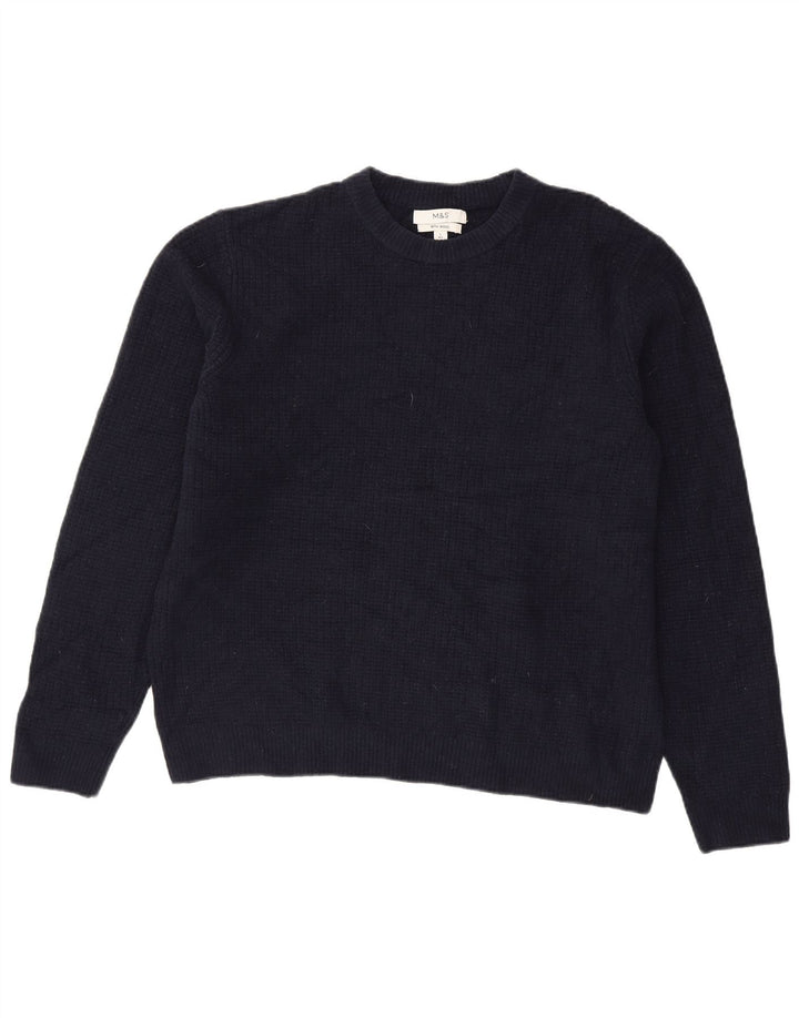 Suéter masculino Marks & Spencer com gola redonda grande acrílico azul marinho