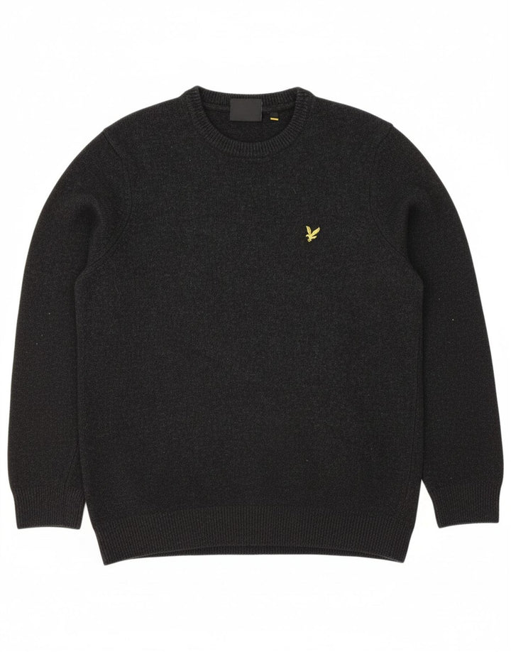 Suéter masculino LYLE & SCOTT com gola redonda e lã cinza médio
