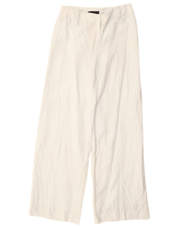 Calça feminina casual de perna larga Coast UK 10 pequena W28 L32 linho azul