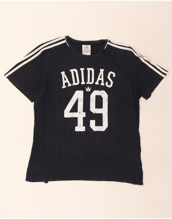 Adidas Mens Graphic T-Shirt Top UK 42/44 Grande Azul Marinho Algodão