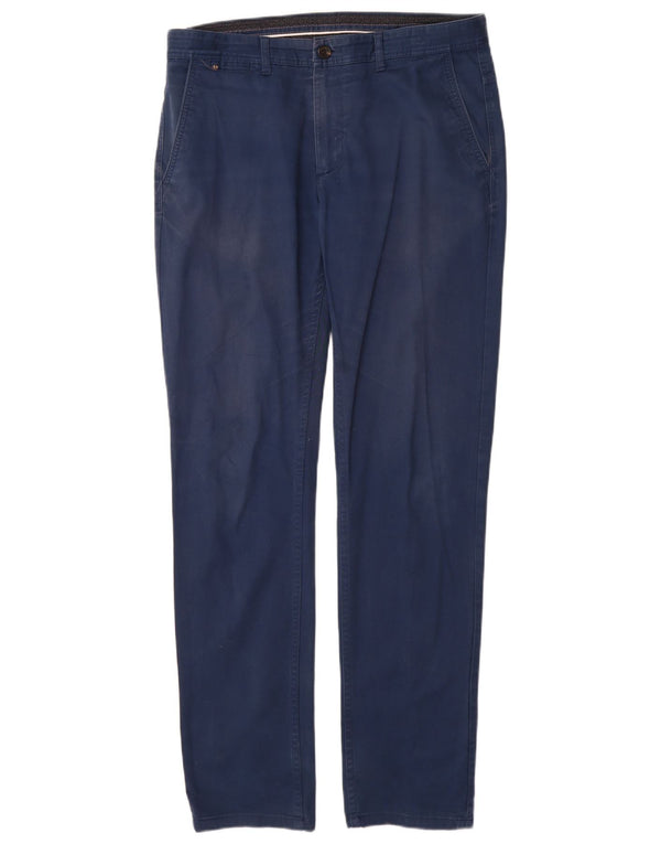 Zara Mens Slim Chino Calças EU 42 Grande W32 L32 Azul Marinho Algodão