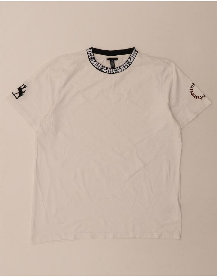ELLESSE Mens Graphic T-Shirt Top Medium White Cotton Vintage Ellesse and Second-Hand Ellesse from Messina Hembry 