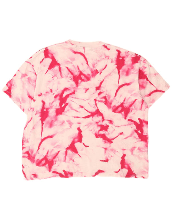 Camiseta feminina Calvin Klein Jeans com estampa gráfica UK 14 médio rosa tie-dye