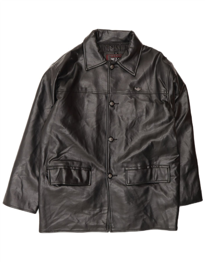 REPORTAGE Casaco de couro masculino UK 42 XL preto