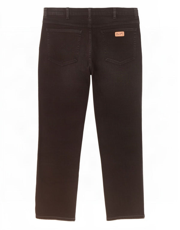 Wrangler Masculino Texas Stretch Straight Jeans W36 L27 Algodão Preto