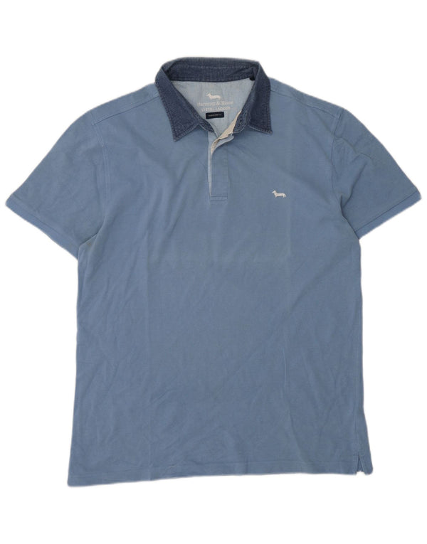 Harmont & Blaine Camisa polo masculina de rugby de ajuste estreito 2XL azul