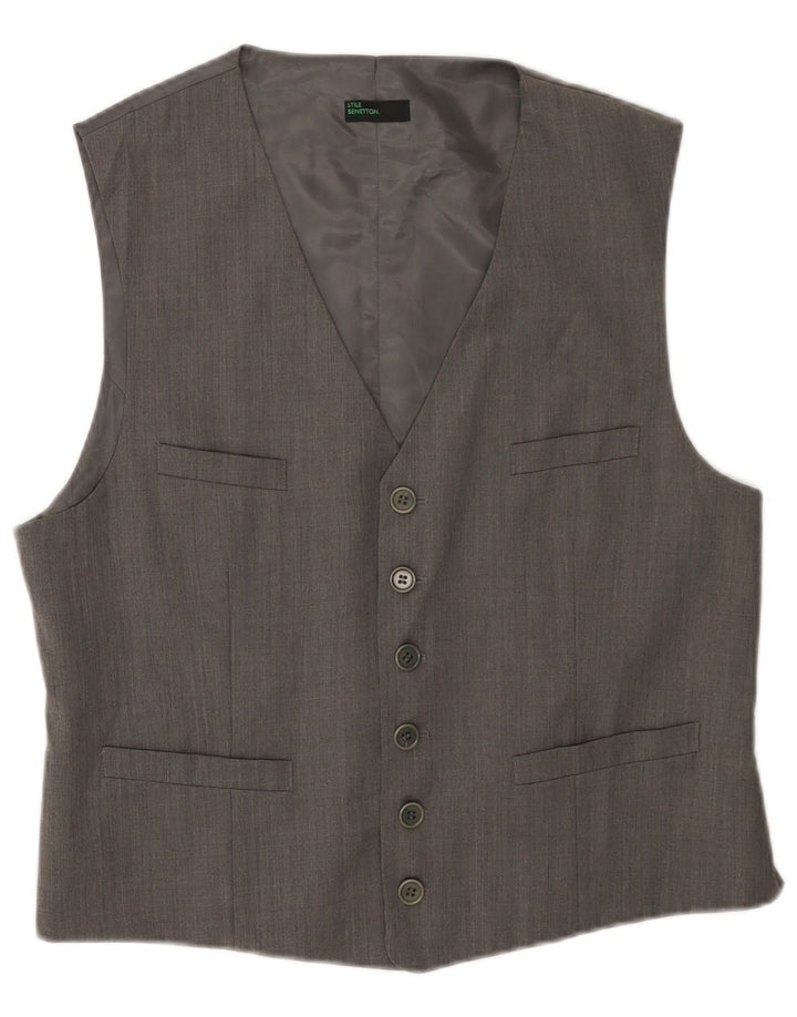 Colete masculino Benetton IT 54 XL lã cinza
