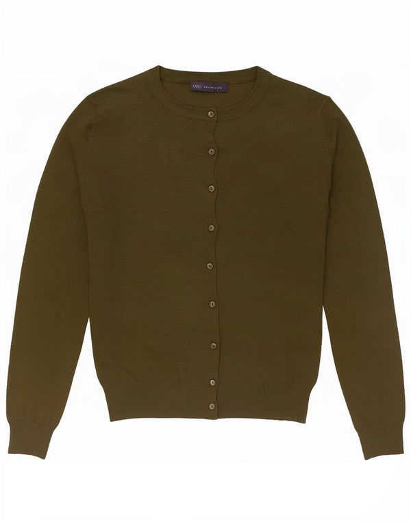 Suéter cardigã feminino Marks & Spencer UK 12 viscose cáqui médio