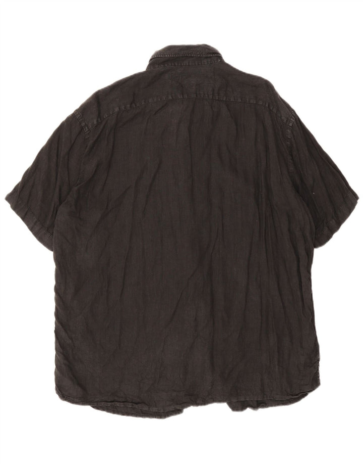 Camisa masculina de manga curta Hugo Boss XL cinza linho