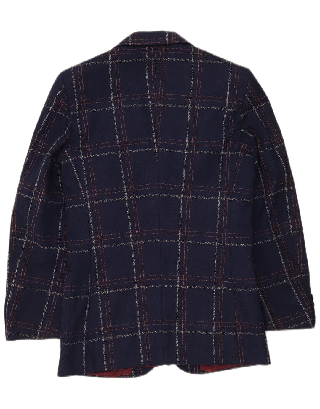 Jaqueta blazer masculina vintage com 2 botões UK 36 pequena xadrez azul marinho clássica