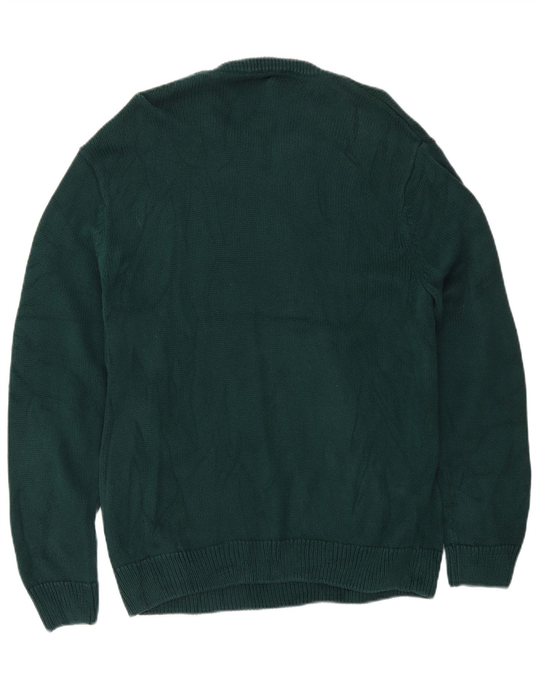 Suéter masculino Chaps com gola redonda e ajuste regular, algodão verde grande