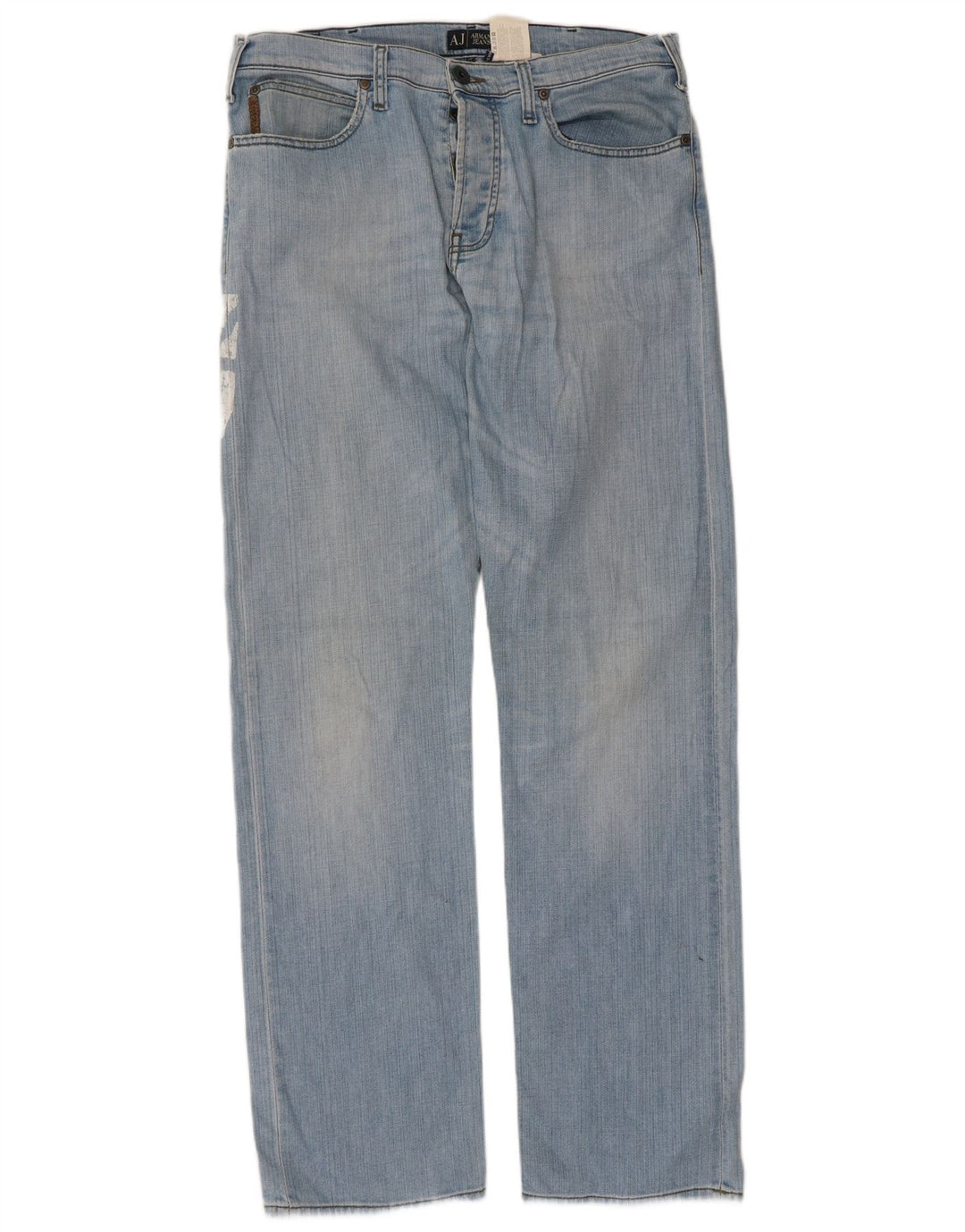 Armani Mens Graphic Straight Jeans W36 L33 Azul Algodão