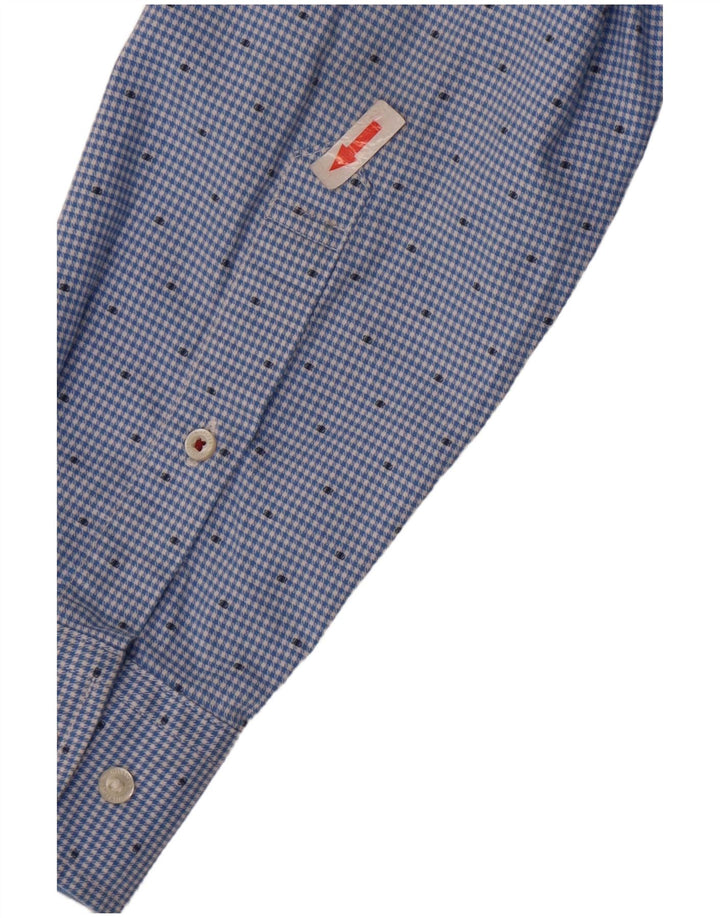 Camisa masculina Tommy Hilfiger Slim Fit médio azul houndstooth algodão