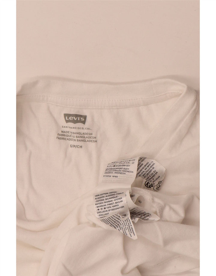 Camiseta feminina Levi's Top UK 10 pequeno algodão branco