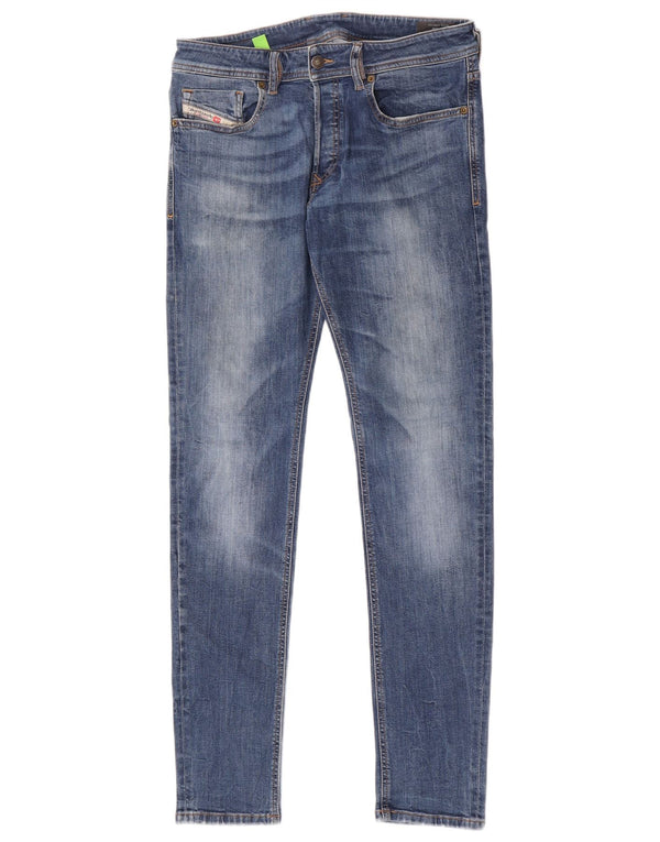 Diesel Mens Sleenker Skinny Jeans W32 L32 Azul Algodão