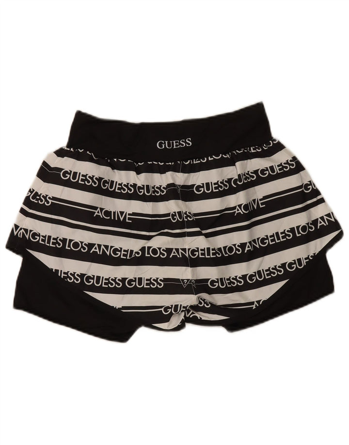 Guess Womens Graphic Sport Shorts UK 12 Médio Preto Listrado Poliéster