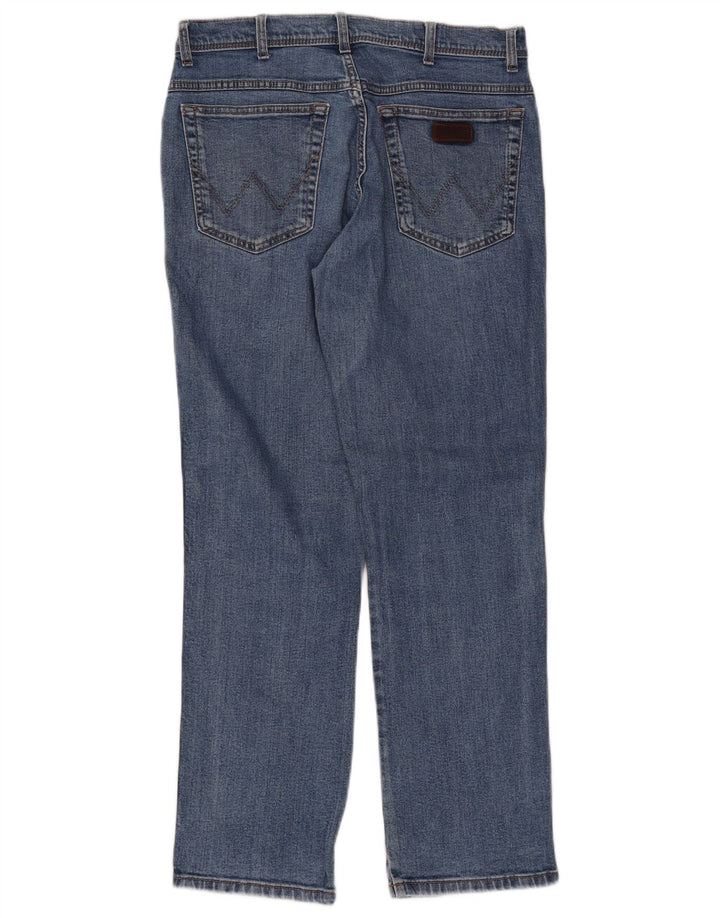 Wrangler masculino regular fit jeans reto W34 L32 algodão azul