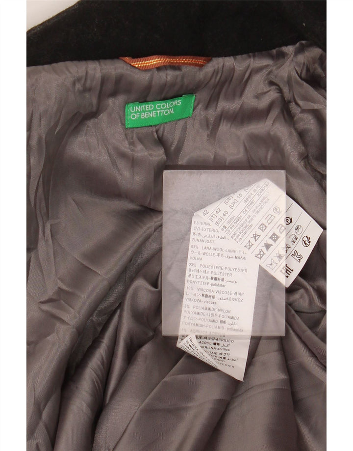 Sobretudo oversized feminino Benetton UK 10 pequeno lã preta