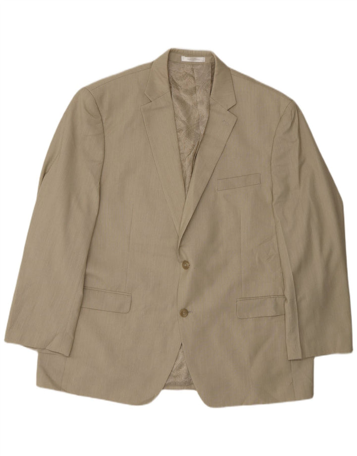 Jaqueta blazer masculina Chaps com 2 botões UK 48 4XL poliéster bege