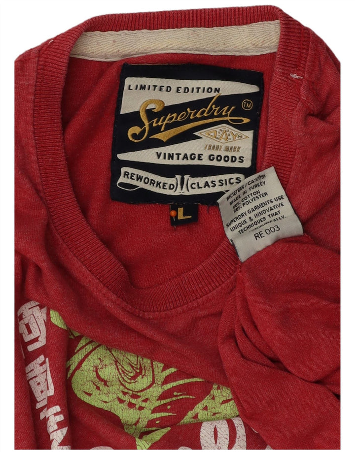 Camiseta masculina gráfica SUPERDRY grande algodão vermelho