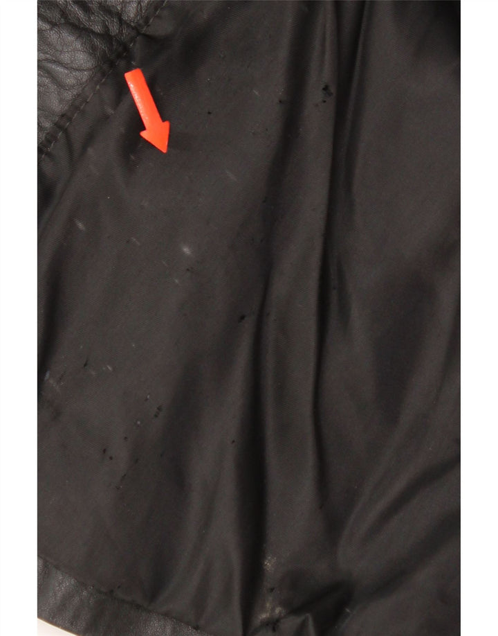 Casaco de couro masculino vintage UK 38 couro preto médio