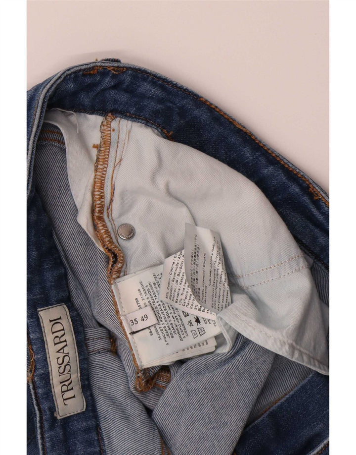 Jeans retos femininos Trussardi W35 L26 algodão azul