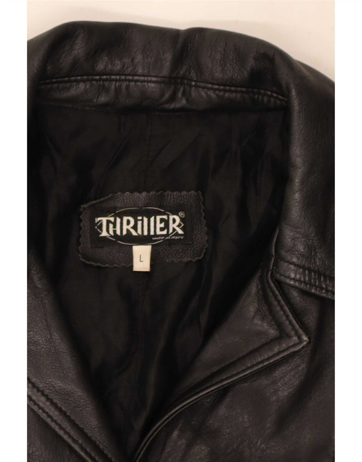 Casaco de couro feminino vintage UK 16 grande preto
