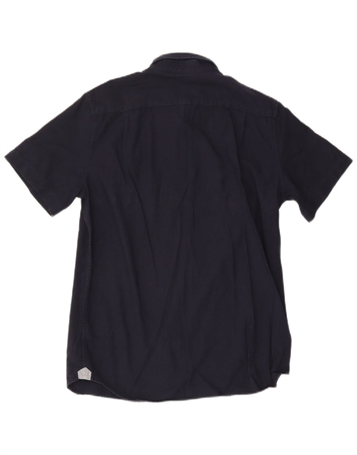 Camisa masculina Lacoste manga curta regular fit médio algodão azul marinho