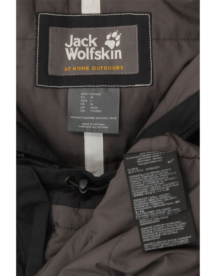 Casaco corta-vento masculino Jack Wolfskin com capuz Reino Unido 36/38 médio preto poliamida