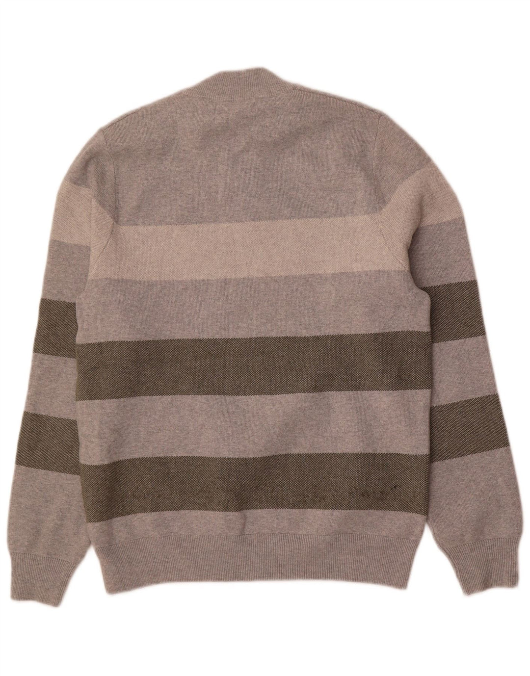 Suéter masculino Marks & Spencer com gola redonda e poliéster listrado cinza médio