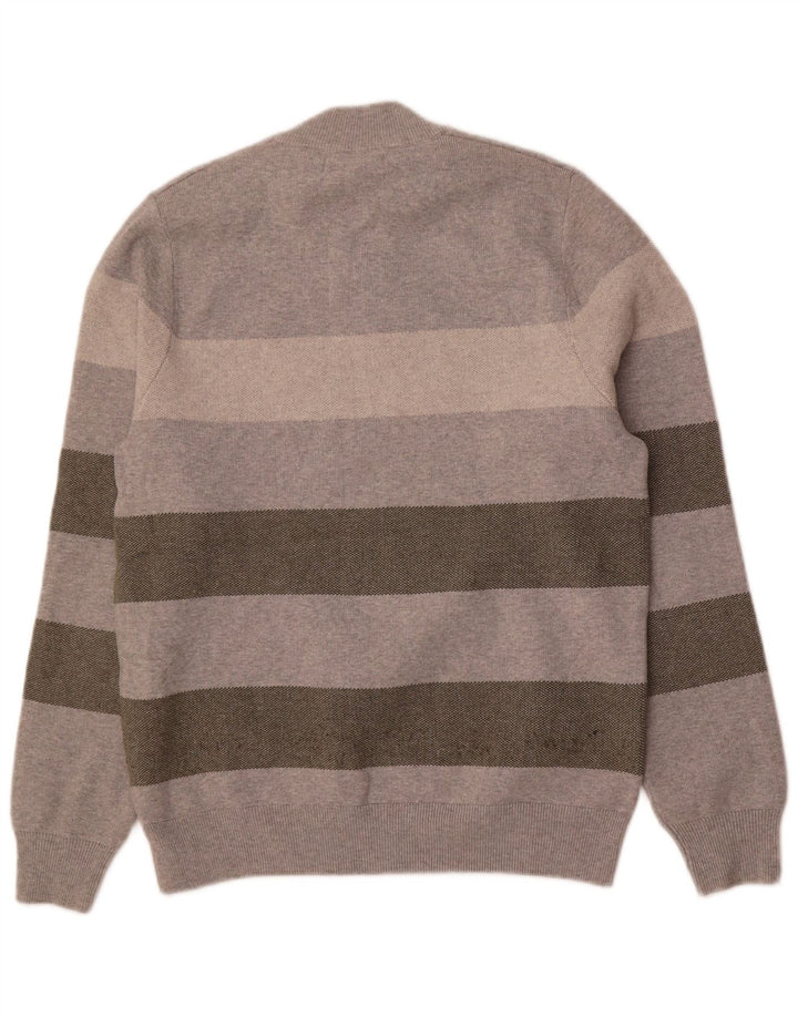 Suéter masculino Marks & Spencer com gola redonda e poliéster listrado cinza médio