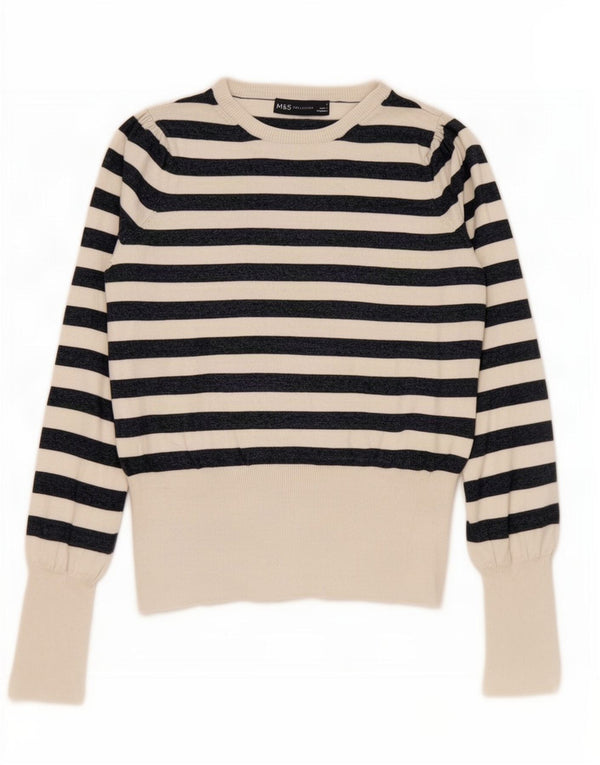 Suéter feminino Marks & Spencer com gola canoa Reino Unido 10 pequeno off white