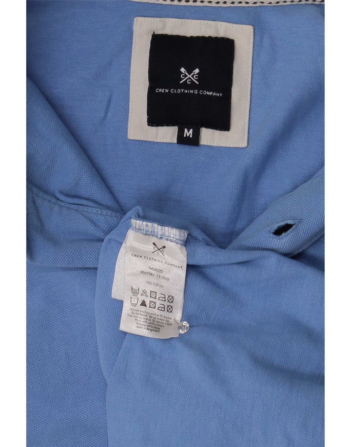 Camisa polo masculina Crew Clothing algodão listrado azul médio