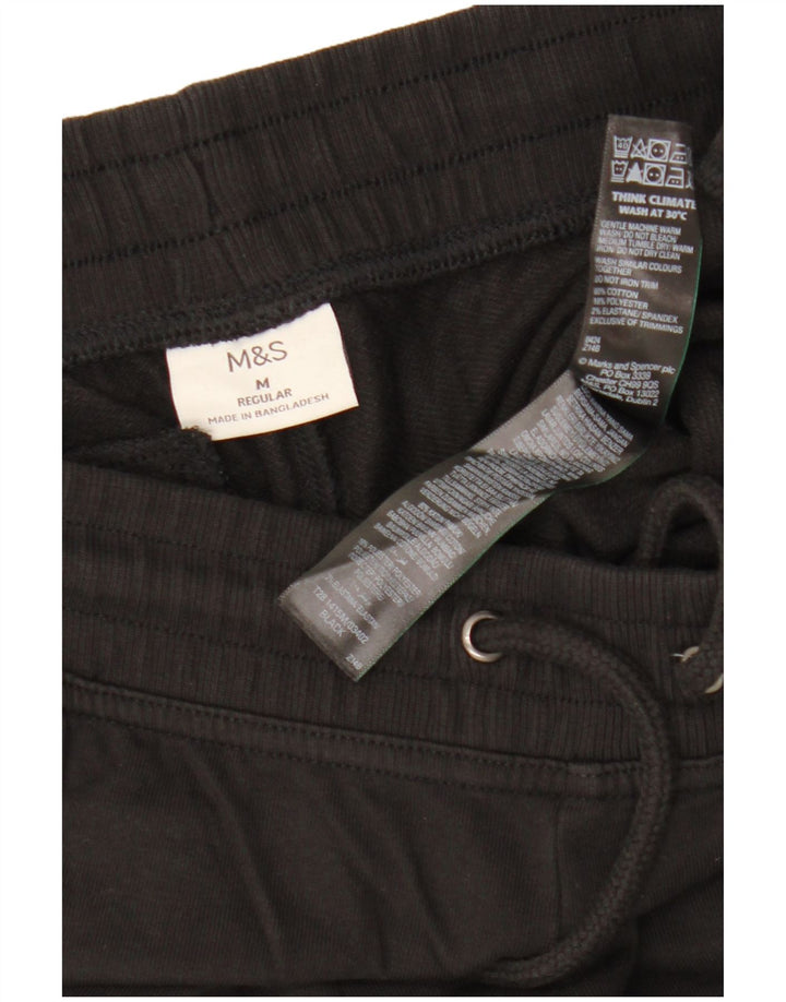 Calça de treino masculina Marks & Spencer de algodão preto médio