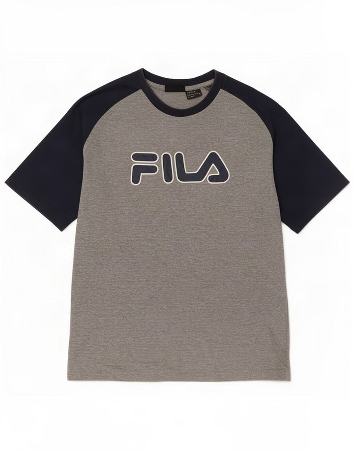 Fila Camiseta masculina gráfica Top pequeno bloco cinza