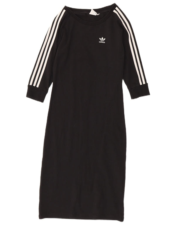Vestido camiseta feminino Adidas manga 3/4 Reino Unido 12 algodão preto médio