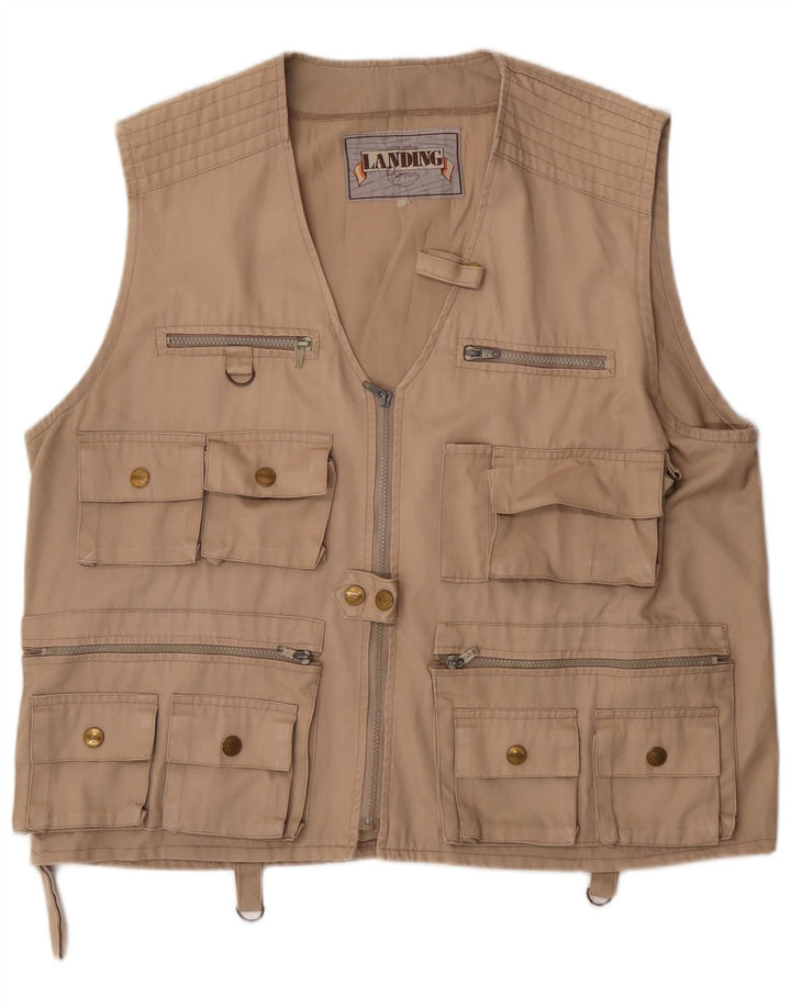 Colete utilitário masculino vintage UK 42 XL bege