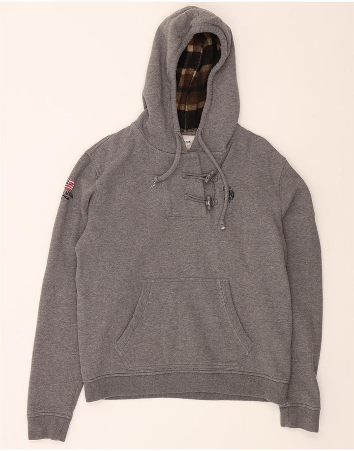 U.S. POLO ASSN. Womens Hoodie Jumper UK 14 Large Grey Cotton Vintage U.S. Polo Assn. and Second-Hand U.S. Polo Assn. from Messina Hembry 