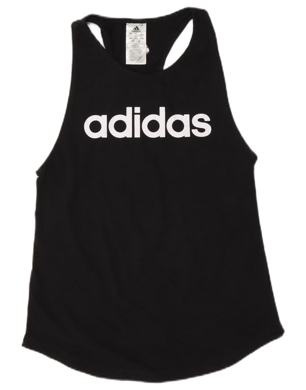 Adidas Womens Graphic Vest Top UK 8/10 Pequeno Algodão Preto