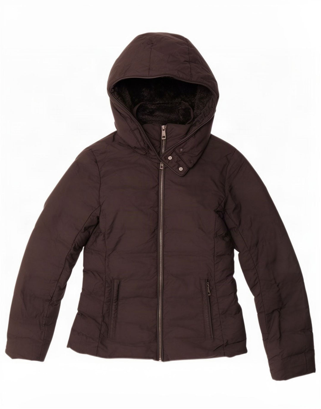Jaqueta acolchoada com capuz feminina Zara UK 6 XS poliéster preto