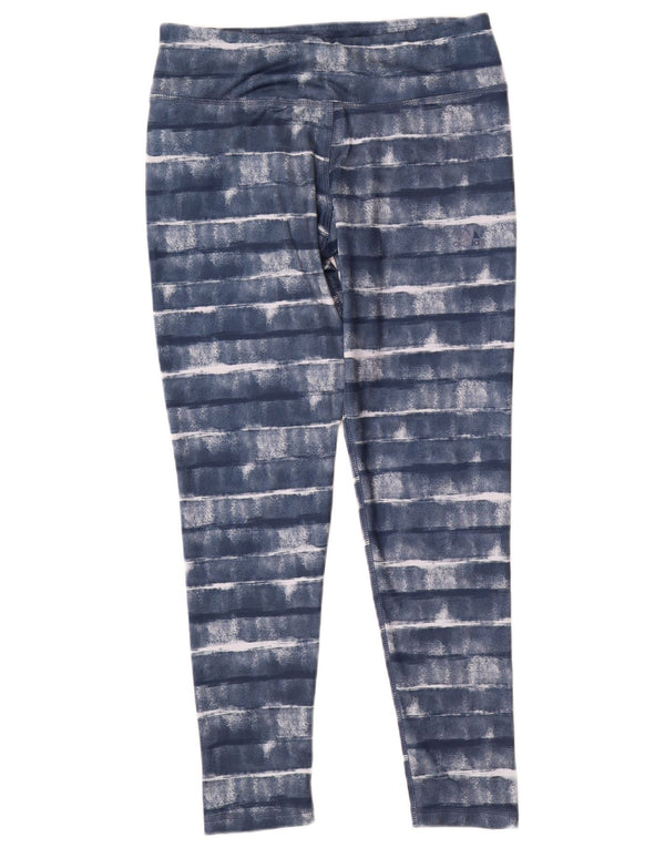 Adidas Womens Climalite Leggings UK 12/14 Médio Azul Listrado Poliéster