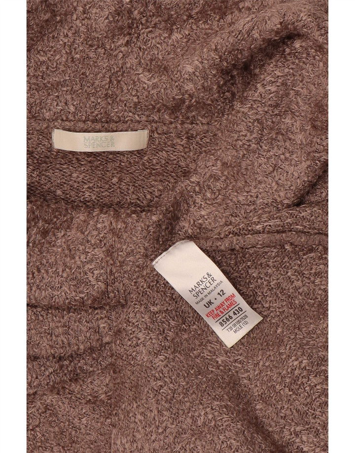 Suéter feminino Marks & Spencer com gola redonda Reino Unido 12 viscose marrom médio